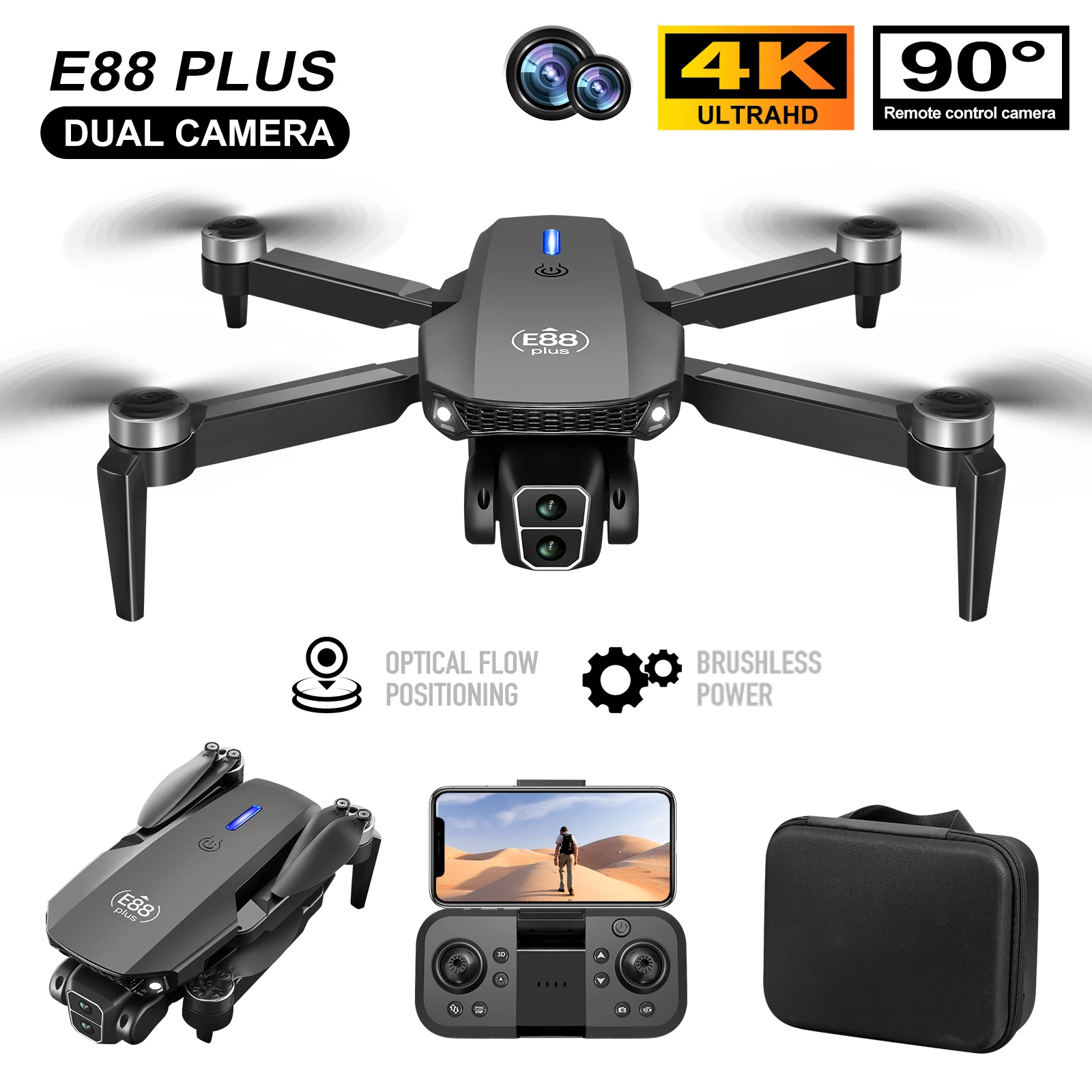 Rc Helicopter Electric - Nowy dron E88 Plus Quadcopter: 90